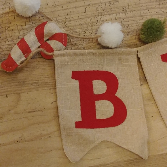 NEW Christmas Bunting Hanging Sign Be Merry Rustic Farmhouse Decor - Picture 3 of 4